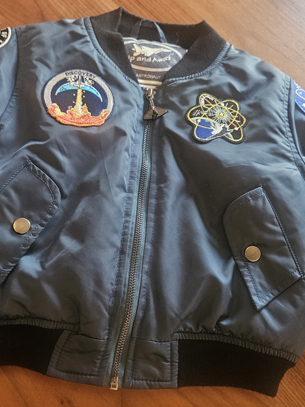 Kids  ✨️Nasa✨️ Up And Away Teal Bomber Jacket with Space Patch Details